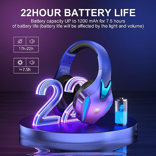 PHOINIKAS PS5 Gaming Headset for PS4, PC, Switch, Q10 Xbox One Headset with Stereo Sound, Detachable Mic, Wireless Bluetooth 5.3 Headphone only for Laptop/Phone/Tablet, 20H Battery (Red)