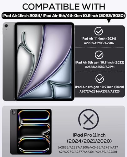 Cantis Case for iPad Air 11-inch M2 (2024), iPad Air 5th Generation (2022)/ iPad Air 4th Gen (2020) 10.9 Inch, Heavy Duty Shockproof Rugged Protective for iPad Air Case, Alpine Green+Black