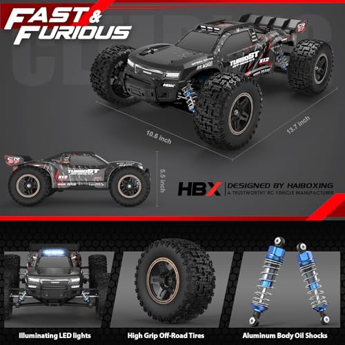HAIBOXING 2997A Brushless RC Cars 1/12 Scale 4WD Remote Control Truck with Independent ESC, Fast RC Cars 45 MPH Max Speed RTR Off-Road RC Cars for Adults, Boys, 3S Batteries Applicable (not Included)