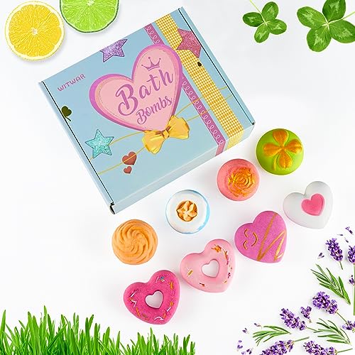 8 PCS Valentines Day Bath Bombs for Girlfriend Kids Girls, Bubble Bath Women, Natural Bath Bomb Gift Set - Handmade BathBombs Moisturize Fizzy, Spa for Mom, Christmas Mothers Day Birthday