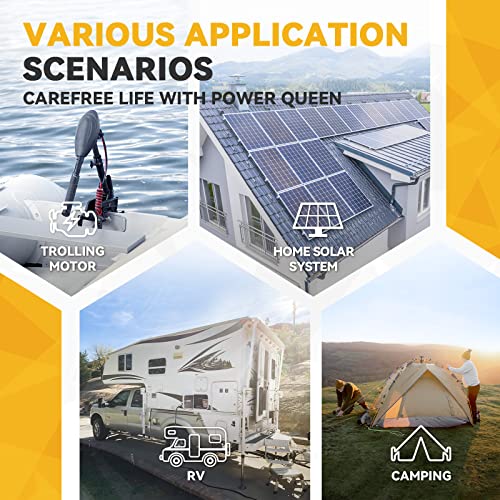 Power Queen 2 Pack Mini LiFePO4 Lithium Battery, 12V 100Ah Battery with Built-in 100A BMS, 1280Wh Energy, Up to 15000 Cycles, 10-Year Lifespan for Home Solar Energy System, RV, Camping