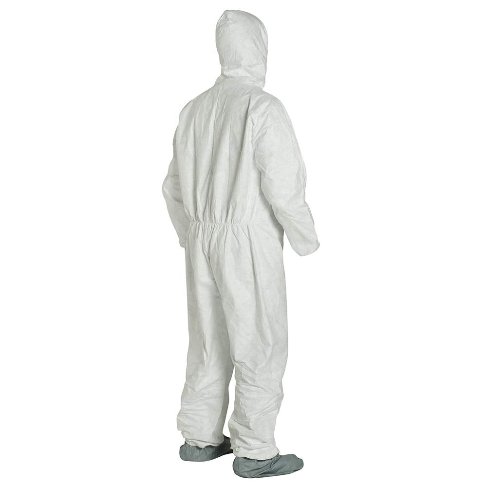 DuPont DUPTY122SXL Tyvek Elastic-Cuff Hooded Coveralls with Boots, White, X-Large Size, Pack of 25