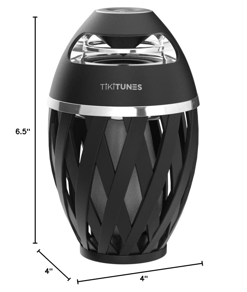 TikiTunes Portable Bluetooth 5.0 Indoor/Outdoor Wireless Speakers, LED Torch Atmospheric Lighting Effect, 5-Watt Audio USB Speakers, 2000 mAh Battery for iPhone/iPad/Android (Set of 2)