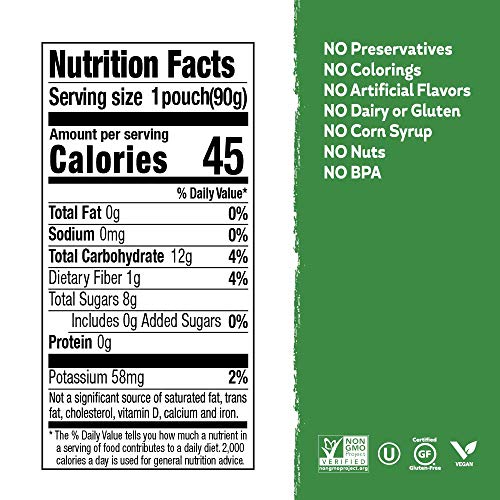 Buddy Fruits Snacks To Go Strawberry Unsweetened Applesauce 3.2oz Pouch (18pk) Gluten-Nut-Dairy-Preservatives-BPA Free, Non GMO, Kosher
