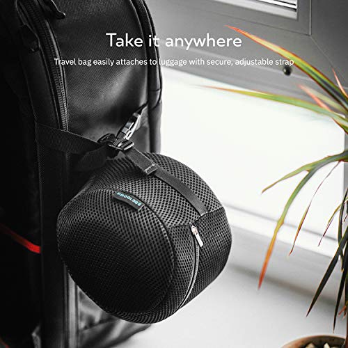 Proglobe Orthopedic Neck Pillow, Travel Neck Pillows for Airplanes, Memory Foam Kit, 360° Head Support, Airplane Pillow Set with 3D Contoured Eye Masks, Earplugs, and Luxury Mesh Bag (Black)