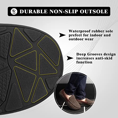EUXTERPA Men's Moccasins Slippers Indoor Outdoor Classic Comfy Warm Soft Memory Foam Slippers Moccasin Shoes for Husband,Dad,Brother Anti-Slip Outsole Brown
