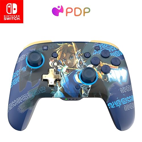 PDP Rematch Enhanced Wireless Nintendo Switch Pro Controller - Rechargeable Battery Powered, Link Hero (Glow in The Dark)