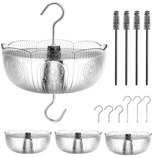 Ant Moat for Hummingbird Feeders, (4 Pack, 6 OZ) Vintage Style Hummingbird Feeder Ant Guard, Ant Guard for Hummingbird Feeder, Ant Stopper for Hummingbird Feeder (Clear)