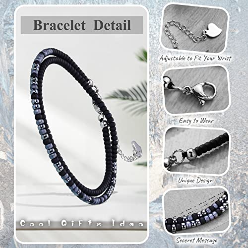 Btysun Best Friend Bracelets for Women Sister Birthday Gifts from Sister Morse Code Bracelets for Women Soul Sister Gifts for Sister in Law Layered Black Braided Bracelet Graduation Jewelry