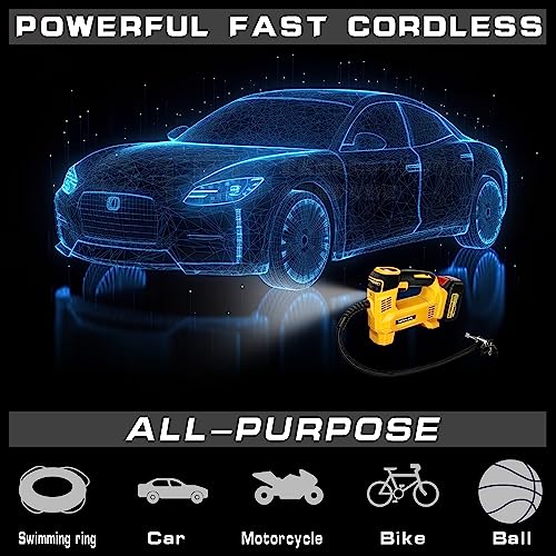 Nichilas Tire Inflator for DEWALT 20V MAX Battery, Portable Air Compressor Auto Tire Pump with Digital Pressure Gauge 120PSI for Car, Truck, Bikes, Ball (Tool Only, NO Battery)
