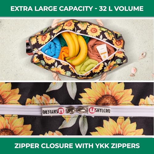 SHYLERO Beach Bag and Pool Bag. Has Airtight Pouch, Key Holder. Beach Tote is Zippered, Waterproof (IP64) - L22xH15xW6