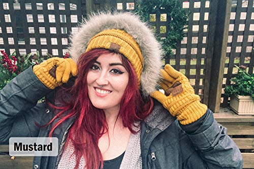 Funky Junque Funky Gloves Women's Knit Touchscreen Winter Gloves with Grippers, Warm Fleece Lined Gloves for College Girls - Ivory