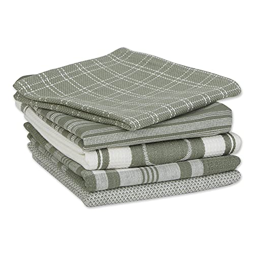 DII Everyday Collection Foodie Kitchen Set, Dishtowel & Dishcloth, Mineral, 5 Piece
