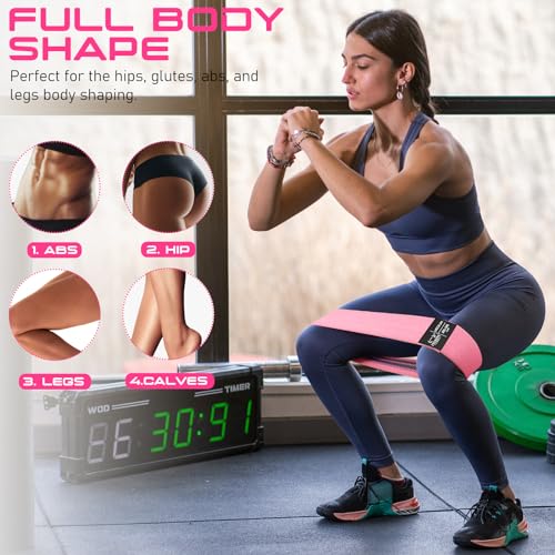 Fabric Resistance Bands for Working Out - Exercise Bands for Women and Men, Booty Bands for Legs and Butt, Yoga, Pilates, Rehab, Fitness and Home Workout