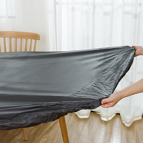 Round Vinyl Fitted Tablecloth with Flannel Backing Elastic Edged Table Cloth Waterproof Oil-Proof Plastic Table Cover (Lemon, Fits Table up to 27"-31" Diameter)