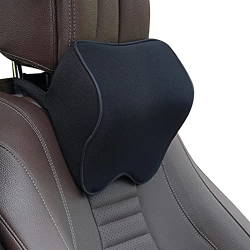 Crofy 2 Pack Car Neck Pillow, Softness Car Headrest Pillow for Driving with Adjustable Strap, 100% Memory Foam and Breathable Removable Cover, Comfortable Ergonomic Design (Beige)