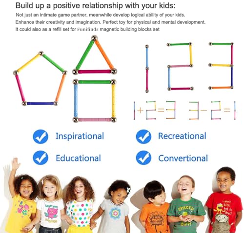 Funifinds 220PCS Magnetic Building Sticks Blocks, Magnet Educational Toys Magnetic Sticks Stacking Toys STEM Set, Non-Toxic Building Toy 3D Puzzle with Storage Bag