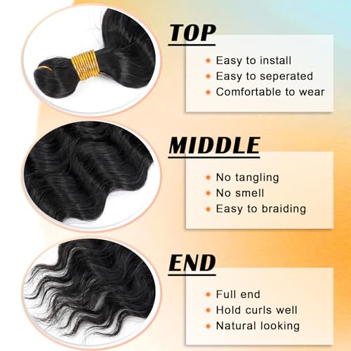 Eerya Long Curly Braiding Hair 18 Inch 2 Packs Ocean Wave Crochet Hair for Black Women Deep Wave Braiding Hair for Boho Braids(18 inch, #350)