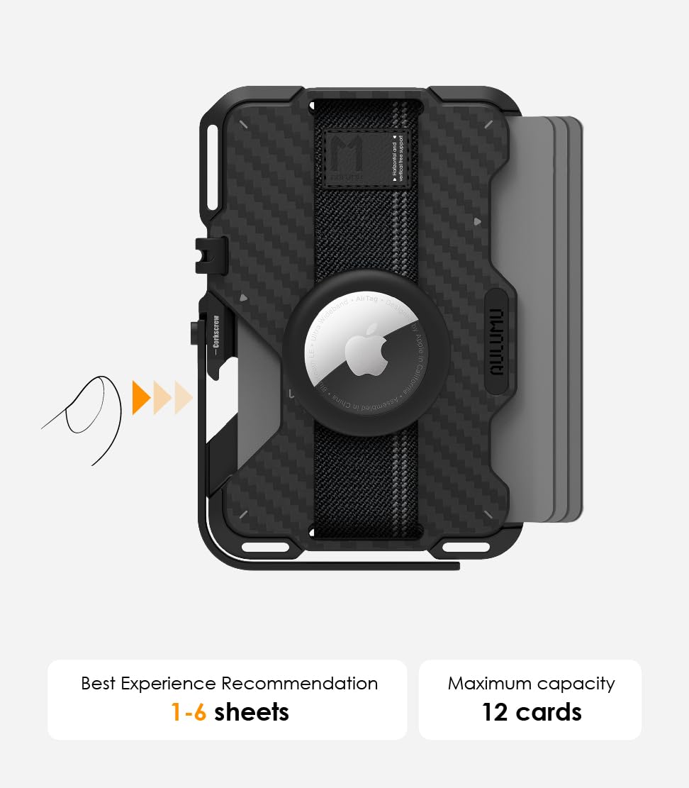 Aulumu G03 Carbon Fiber Magnetic Wallet Card Holder | Magnetic Wallet Compatible with MagSafe | Multi Function - Mobile Phone Stand/Grip | Bottle Opener | RFID Shielding Card