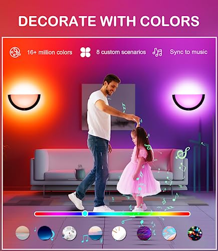 CLOUDY BAY Smart WiFi LED Wall Sconce,RGBCW Color Changing Wall Light,Compatible with Alexa and Google Home Assistant,No Hub Required,15W 2700K-6500K,CRI90+,Brushed Nickel