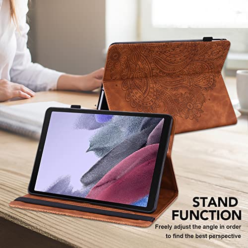 VODEFOX Case for Samsung Galaxy Tab S6 Lite,PU Leather Flip Flower Case with Card Solt Protective Cover for Samsung Galaxy Tab S6 Lite Tablet 10.4 inch 2024/2022 / 2020 - Brown