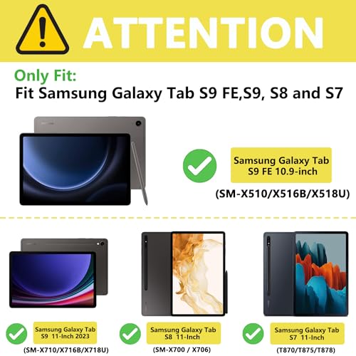 E NET-CASE Case for Samsung Galaxy Tab S9 FE 10.9 Inch/Galaxy Tab S9 11 Inch 2023, New Upgrated Folio Design, Multi-Viewing Stand Cover with Auto Sleep/Wake & Support S-Pen, Black
