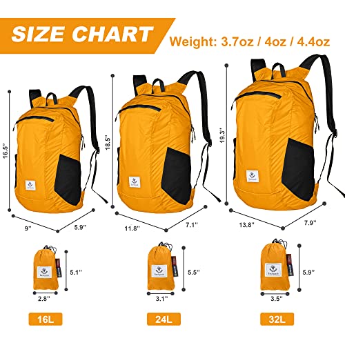 4Monster Hiking Daypack,Water Resistant Lightweight Packable Backpack for Travel Camping Outdoor (Yellow Green, 32L)