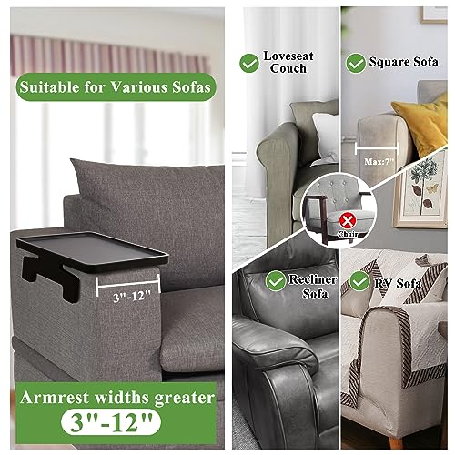 SINWANT Sofa Arm Tray, Bamboo Couch Arm Tray for Couch Armrest,Sofa Clip on Tray Table for Home Living Room Snack & Drink Remote, Clip on Couch Tray