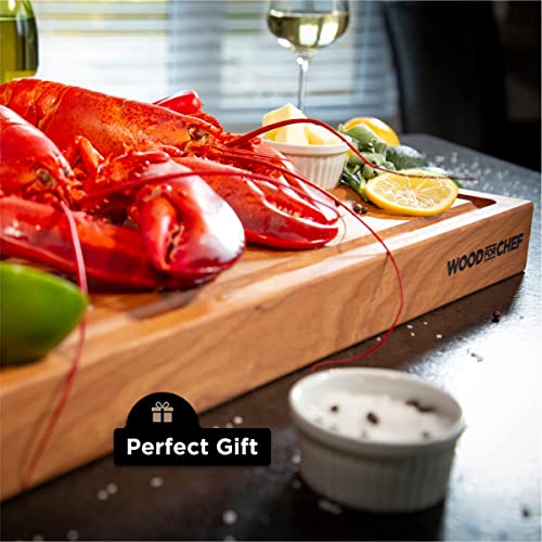Medium Wood Cutting Board from American Cherry - A Reversible Butcher Block That Comes with Juice Groove for Cutting Meat and Juicy Veggies Easily - Cherry Chopping Board - 16x12x1.5 inches