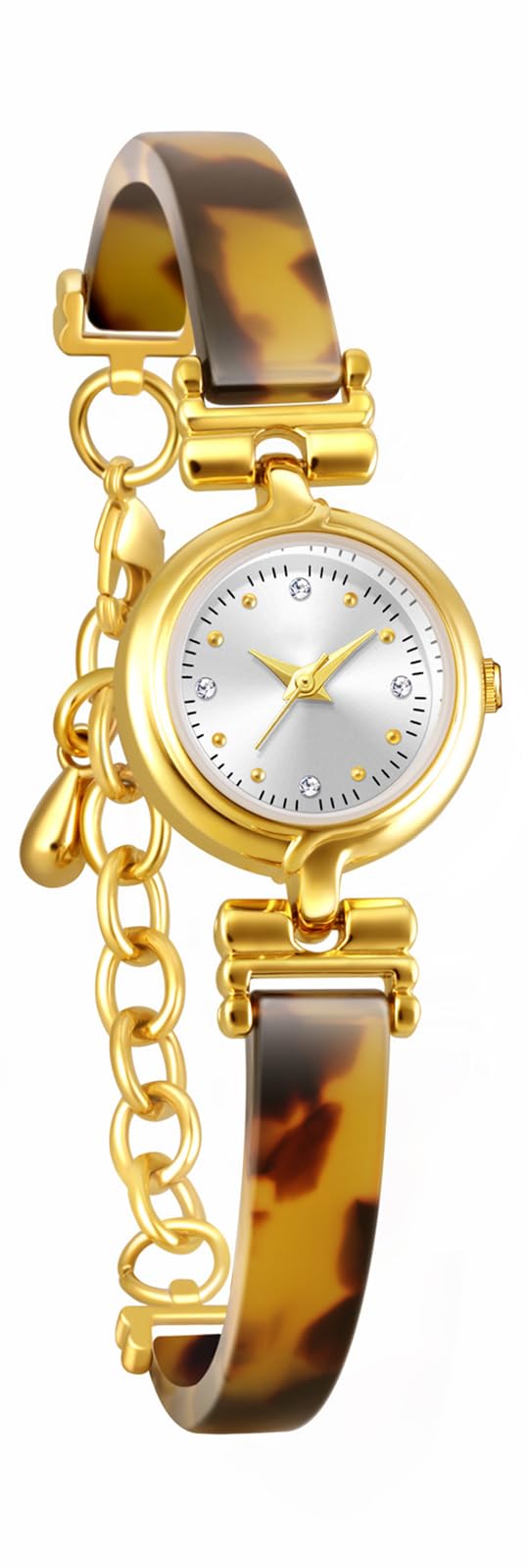BESTKANG Vintage Amber Color Women's Bracelet Chain Watch - Stylish Retro Watch for Women (Gold White)