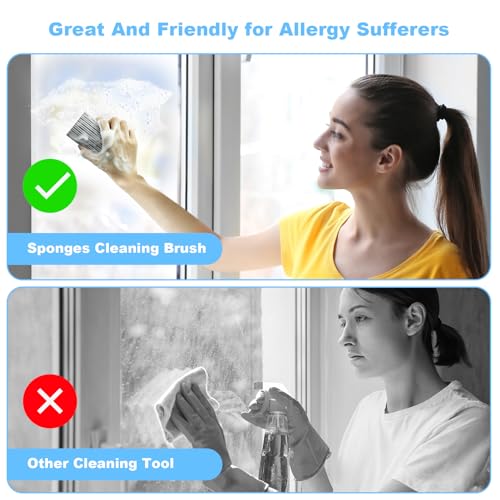 YFUIF 2-Pack Damp Clean Duster Sponge, Magic Sponge Eraser Baseboard Cleaner Tool, Dusters for Cleaning Blinds, Glass, Vents, Railings, Mirrors,Window Track Grooves and Faucets