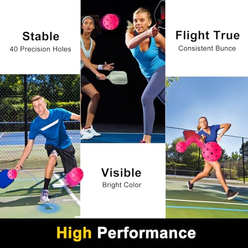 kisportee Pickleballs Balls, Outdoor Pickleball Ball with Mesh Bag for Sport Outdoor Play, High Elasticity & Durable USAPA Approved Pickleballs for All Style Pickleball Paddles (Pink)