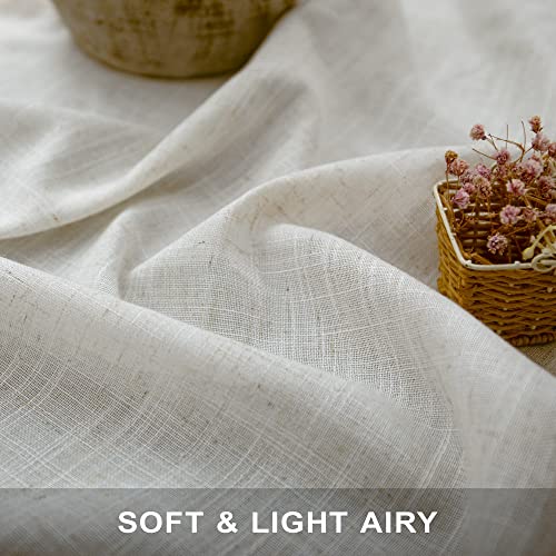 Pitalk Light Grey Linen Curtains 102 Inches Long for Living Room 2 Panels Set Back Tab Pocket Large Window Drape Semi Sheer Dove Silver Gray Curtain 102 Length for Patio Sliding Door Bedroom Farmhouse