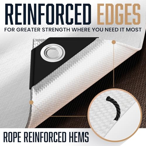 12x16 Heavy Duty Tarp, 10 Mil Thick, High Durability, Tear & Fade Resistant, UV Treated, Grommets Every 18 Inches (12' x '16')
