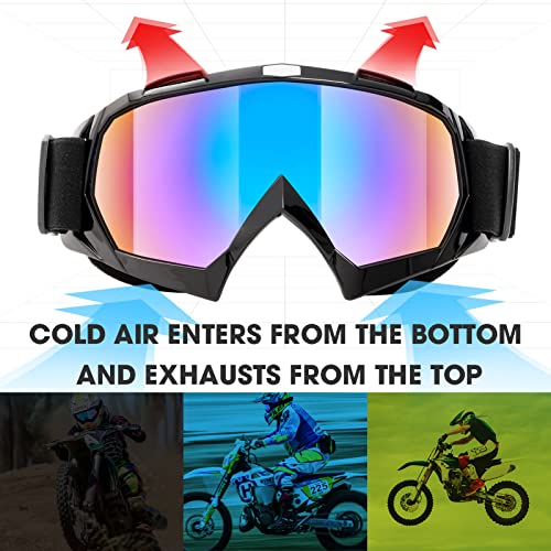 MAMBAOUT Adult Dirt Bike Goggles, 2-Pack ATV Motorcycle Goggles for Men & Women, Wide Vision Riding Off-Road Goggles
