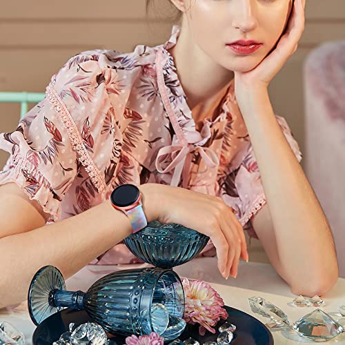 GEAK Compatible with Samsung Galaxy Watch Bands 7 6 5 4 FE/Galaxy Watch 7 6 5 4 Bands 40mm 44mm, 20mm Silicone Band for Galaxy Watch 5 pro/Watch 4 6 Classic 42mm 46mm 43mm 47mm Women Pink Flower
