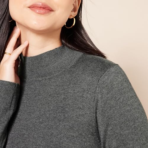 Amazon Essentials Women's Lightweight Mockneck Sweater (Available in Plus Size), Taupe Heather, Small