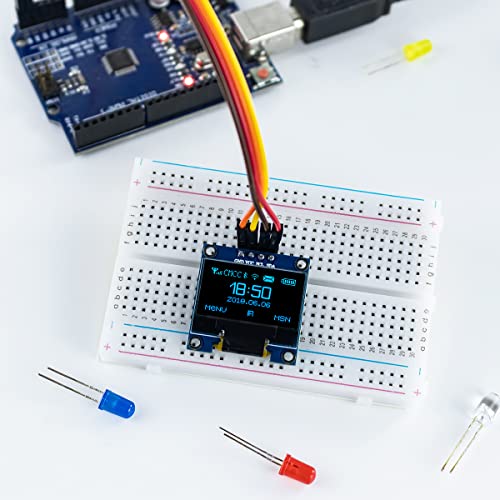 Hosyond 5 Pcs 0.96 Inch OLED I2C IIC Display Module 12864 128x64 Pixel SSD1306 Mini Self-Luminous OLED Screen Board Compatible with Arduino Raspberry Pi (Blue)