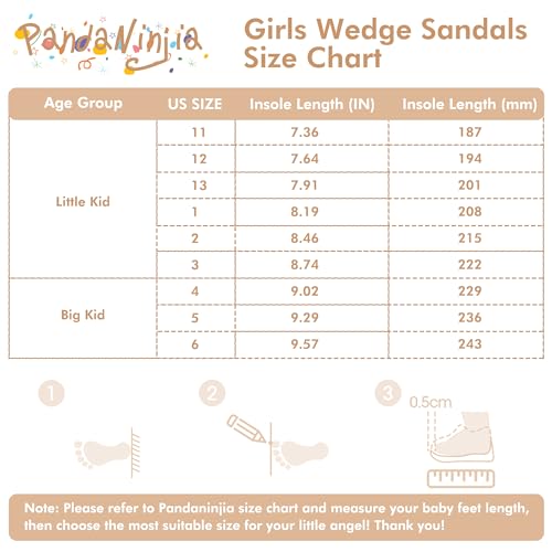 PANDANINJIA Girls Wedge Sandals Platform Espadrille Little Big Kid Girls Black Heels Open Toe Summer Dress Shoes Size 1