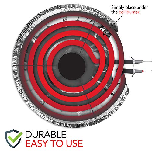 Round Electric Stove Burner Covers (50 Pack) 6 Inch and 8 Inch Disposable Stove Top Aluminum Foil Bib Liners, to Keep Kitchen Range Clean from Oil and Food Drips, Stock Your Home
