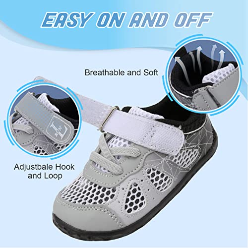 L-RUN Boys & Girls Sports Tennis Shoes Athletic Sneakers Toddler Breathable Shoes White M US 5-5.5 Toddler