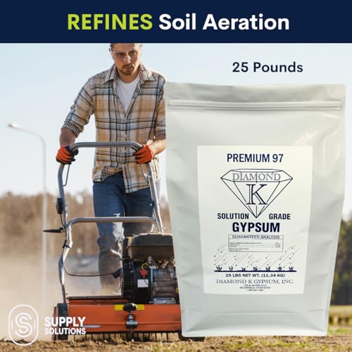 Supply Solutions Gypsum Powder - Purest and Soluble Houseplant Food Fertilizer for Indoor Plants, Outdoor, Lawn, Vegetables - Indoor Plant Nutrients, Improve Plant Growth (25 Pounds)
