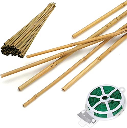 HOPELF 50 Pack 3ft Bamboo Plant Stakes for Wood Garden Sticks,Wooden Plant Supports,Bamboos,Trellis,Crafts, More Size Choices 8"/12"/16"//2'/3'/4'/5'/6'
