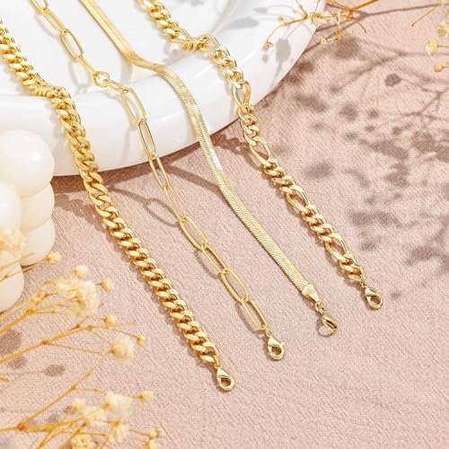 Gold Layered Bracelets Bracelets Set for Women 14K Gold Plated Dainty Link Chain Bracelet Stackable Jewelry Gifts for Women