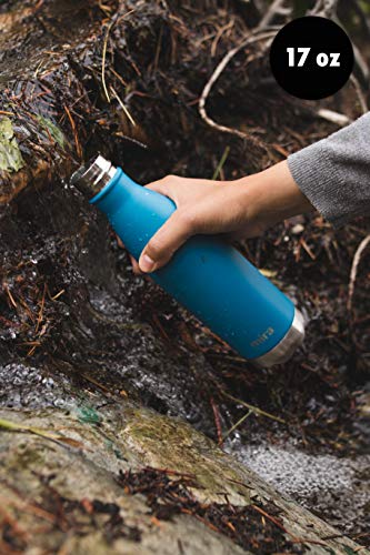 MIRA 2 Pack 17 oz Insulated Water Bottle - Stainless Steel Cola Shape Thermos - Double Wall Hot & Cold Flask (24Hr Cold/12Hr Hot) - Matte Blue