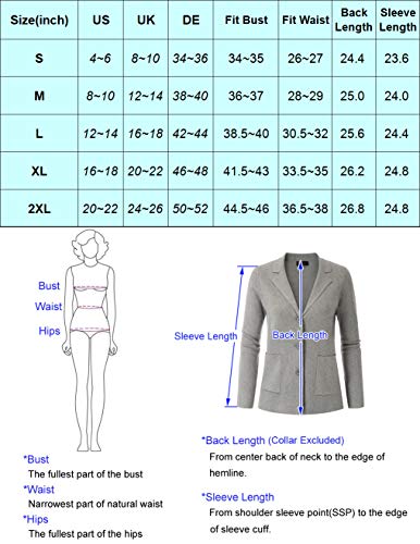 Womens Casual Work Office Blazer Open Front Long Sleeve Cardigan Jacket(M, Wine)