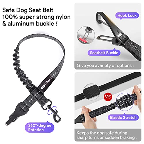 Pmpete Dog Car Seat, Suitable for Front and Back Seats, Waterproof Travel Car Bed for Small &Medium Pets, Premium Pet Booster Seat with Pockets and Dog Seat Belt, Black