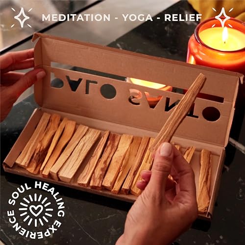 Almacura Palo Santo Premium Sticks (20), Smudging Incense High Resine, Pure Palo Santo Wood Certified from Peru. Ethically Sustainably Harvested. Protection, Meditation, Spiritual Cleansing