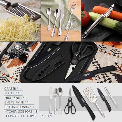 Wesqunie Camping Utensils Cooking Set - Camping Cookware Accessories Set, Portable Outdoor Camp Cooking Essentials Equipment Kit, Camp Kitchen Organizer Gear for Rv Picnic Grill Travel