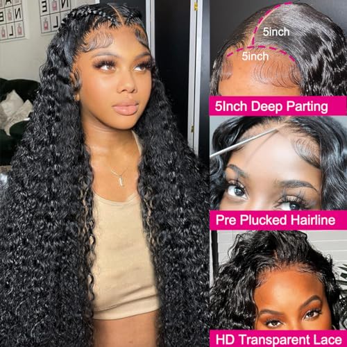 13X4 Chocolate Brown Lace Front Wigs Human Hair 180 Density Deep Wave Lace Front Wigs Human Hair Pre Plucked Glueless Hd Lace Frontal Wigs Human Hair Brown Colored Curly Lace Front Wig Human Hair